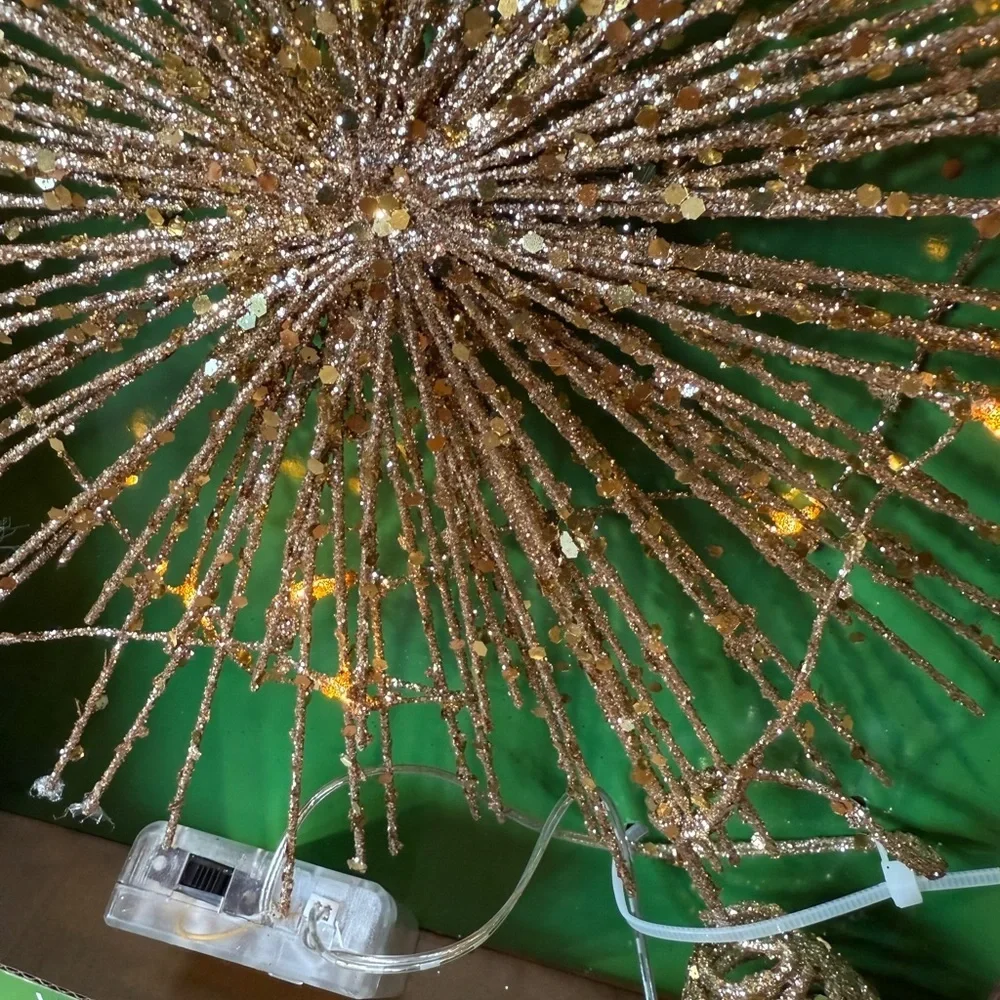 Gold LED Starburst lighted Tree Topper Holiday Homes Christmas Tree Decoration